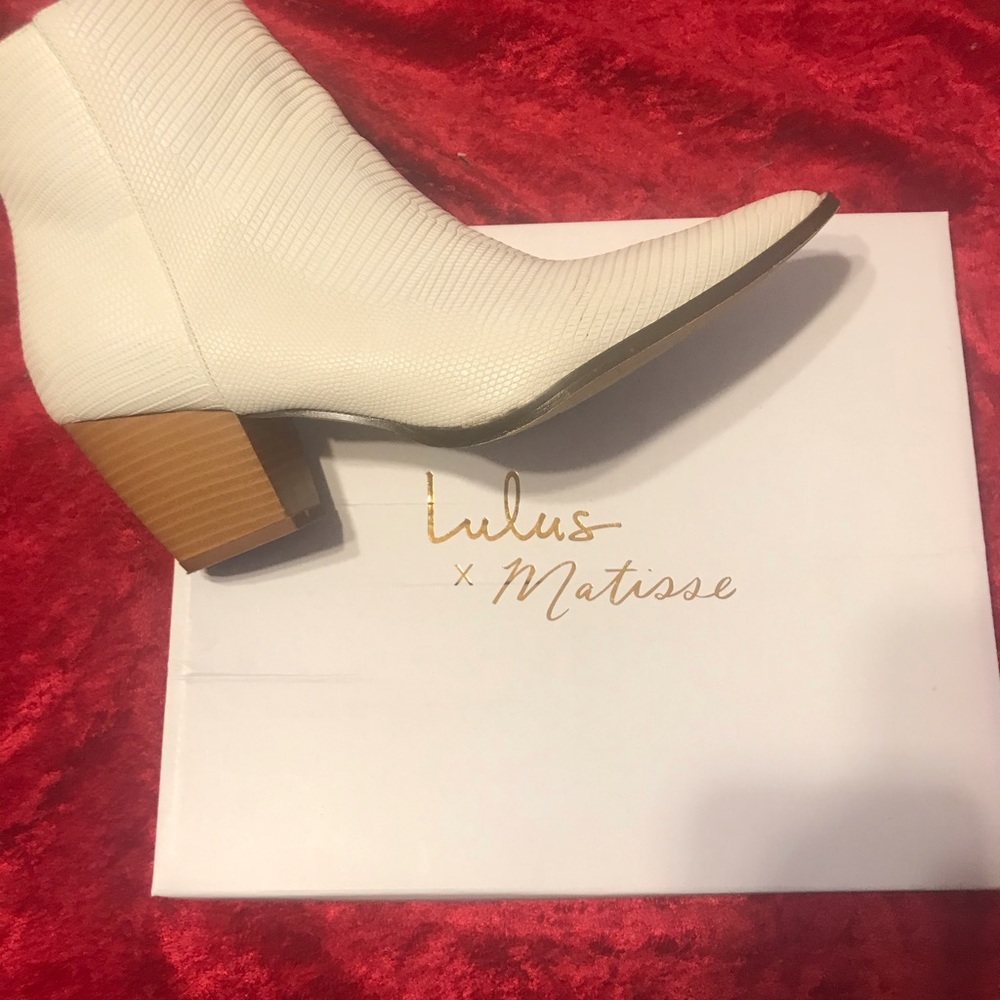 Lulus Matisse white booties